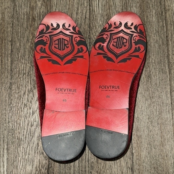 Foevtrue Velvet Gold Buckle Fashion Handmade Loafers Wine main image 6